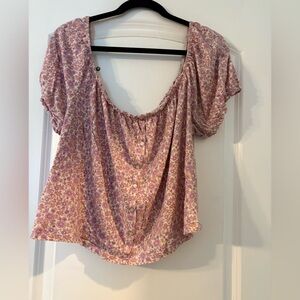 American Eagle Outfitters Pink Floral Blouse